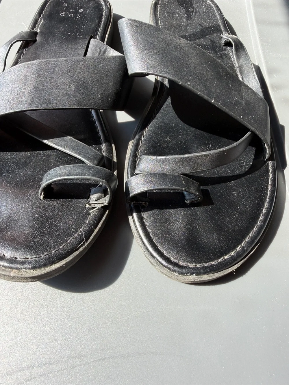 a new day Black Cross-Strap Slide Sandals